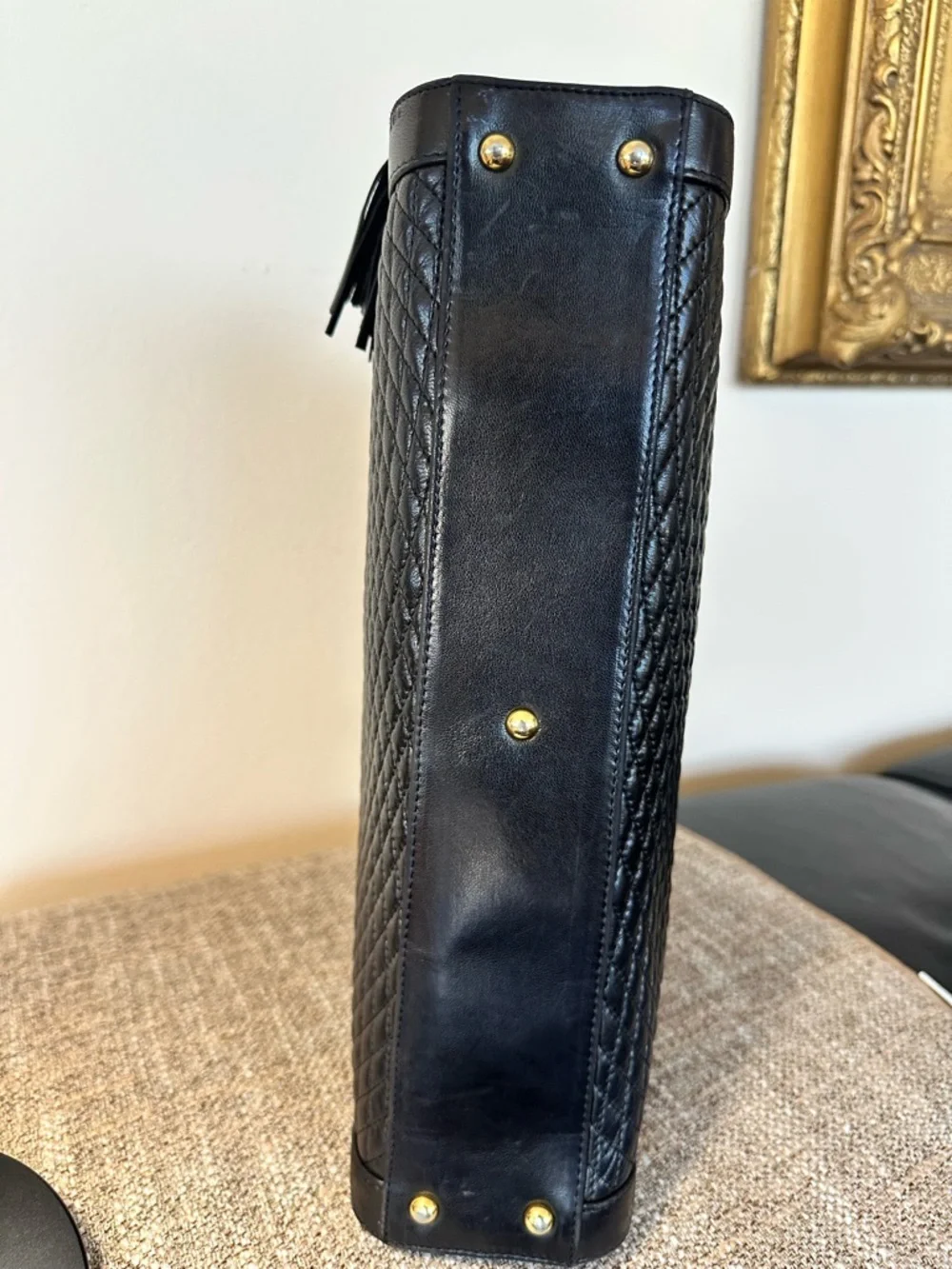 Bally Quilted Leather Dome Satchel Dark Chocolate Brown Double Tassel Vintage - Picture 11 of 15